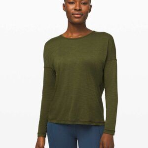 Lululemon Get Set Long Sleeve Heathered Landscape Green Size 8